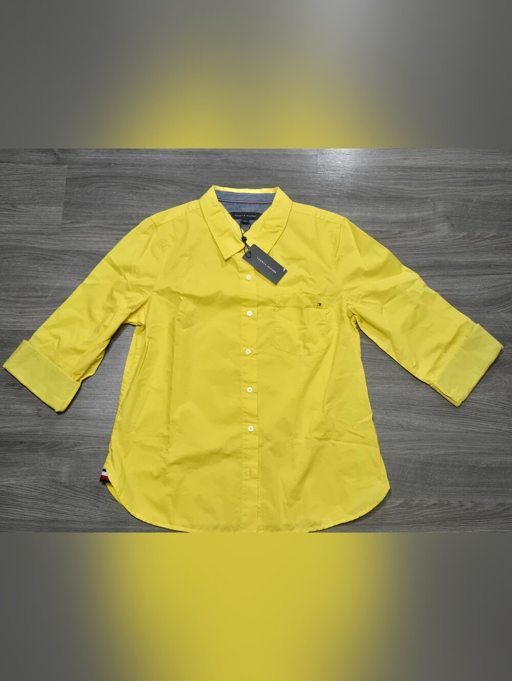 Tommy Hilfiger Womens Casual Button Down 3/4 Sleeve Shirt Size Large